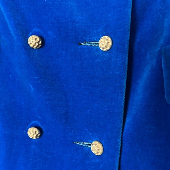 Vintage Rainmaster Velour Velvet Coat Electric Blue, Size Medium - Picture 6 of 9